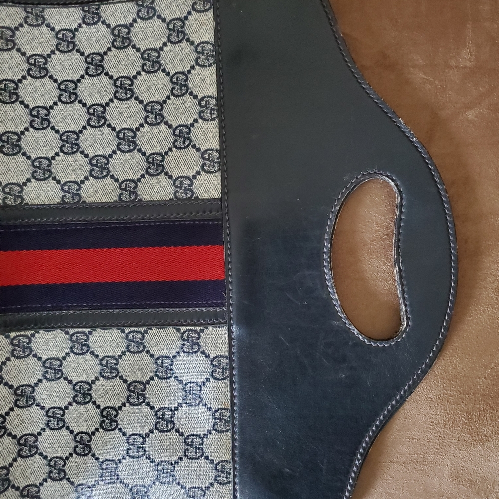 Unisex Authentic Blue Vintage Gucci Tote Handbag - Picture 10 of 16